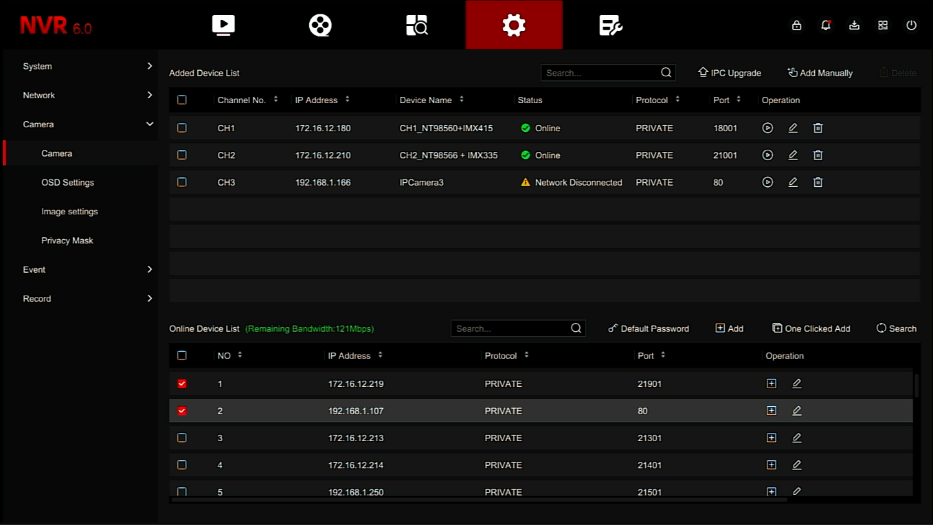 ניהול ערוצים והוספת מצלמות